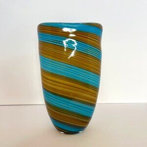 Art Deco Swirl Cased Art Glass 12 inch Vase – Unique Decorative Piece